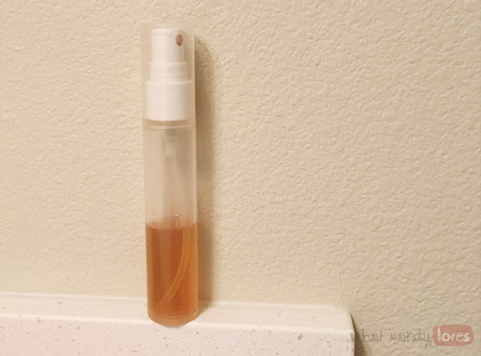 What Mandy Loves: Image of my DIY face mist on my bathroom counter via www.whatmandyloves.com